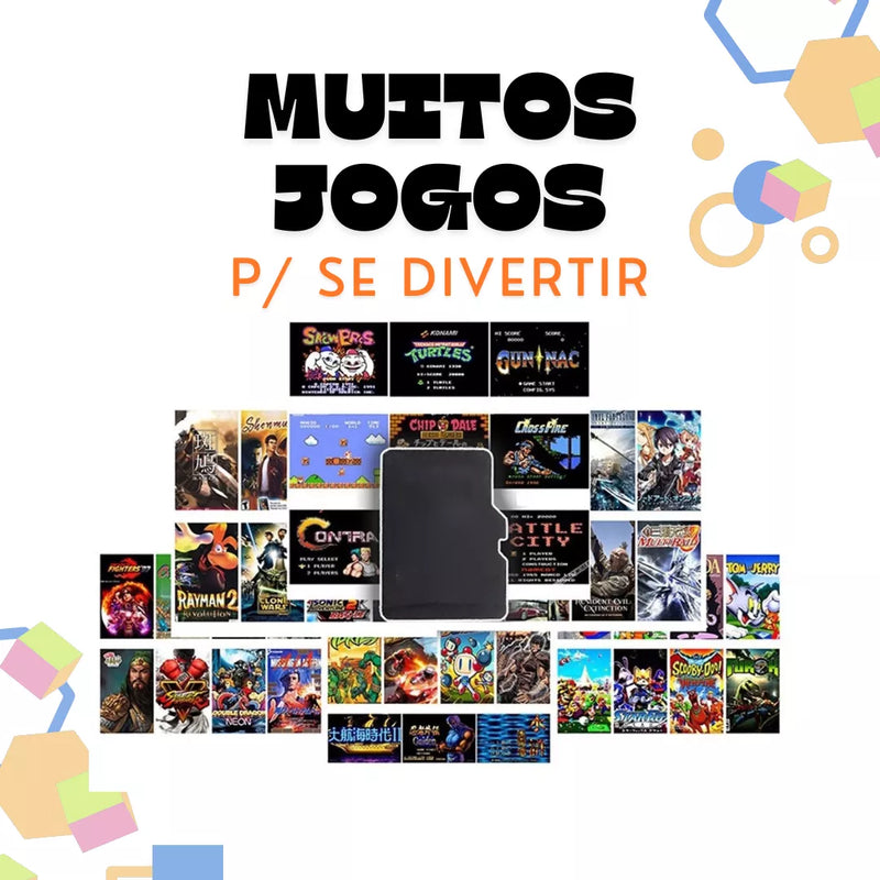 Projetor Portátil 4K Console - 10.000 Jogos Retro + 2 controles de brinde